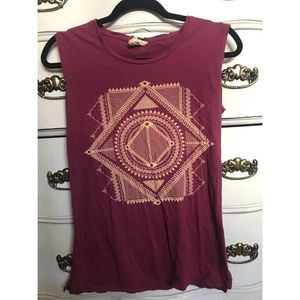 Maroon boho tank top